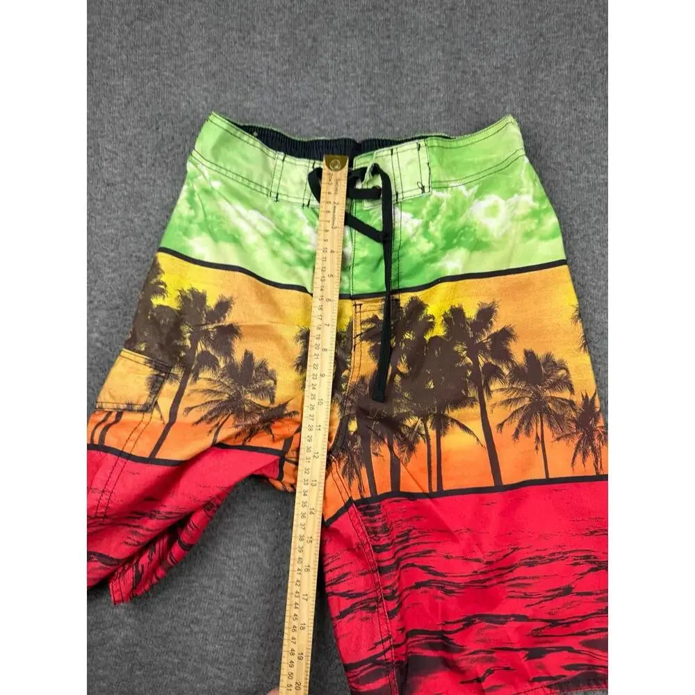 Men's Medium Board Shorts Palm‎ Tree Sunset Design Size Medium